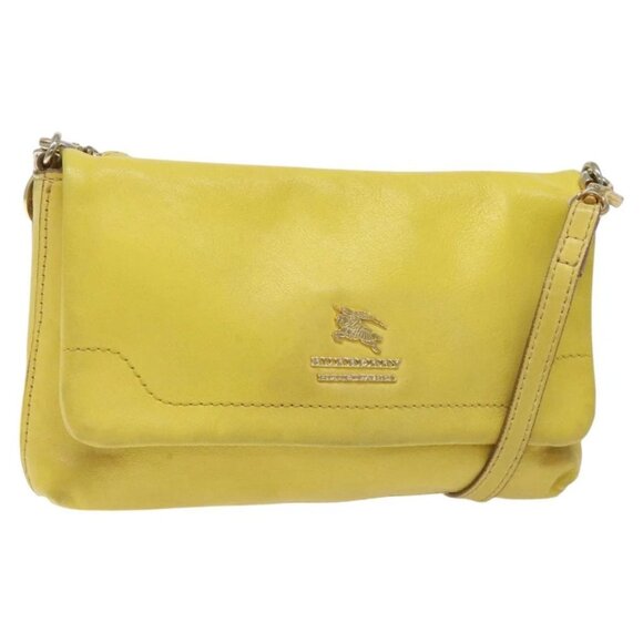 BURBERRY Blue Label Shoulder Bag Leather Yellow Gold Auth ti3071 - Picture 1 of 16